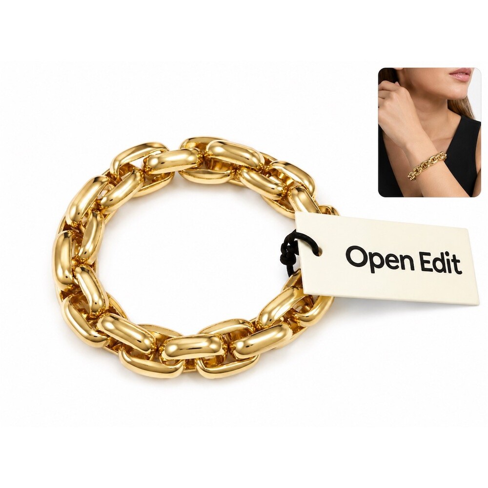 Nordstrom $35 Open Edit Bracelet Gold Chunky Oval Link Chain Statement stretch